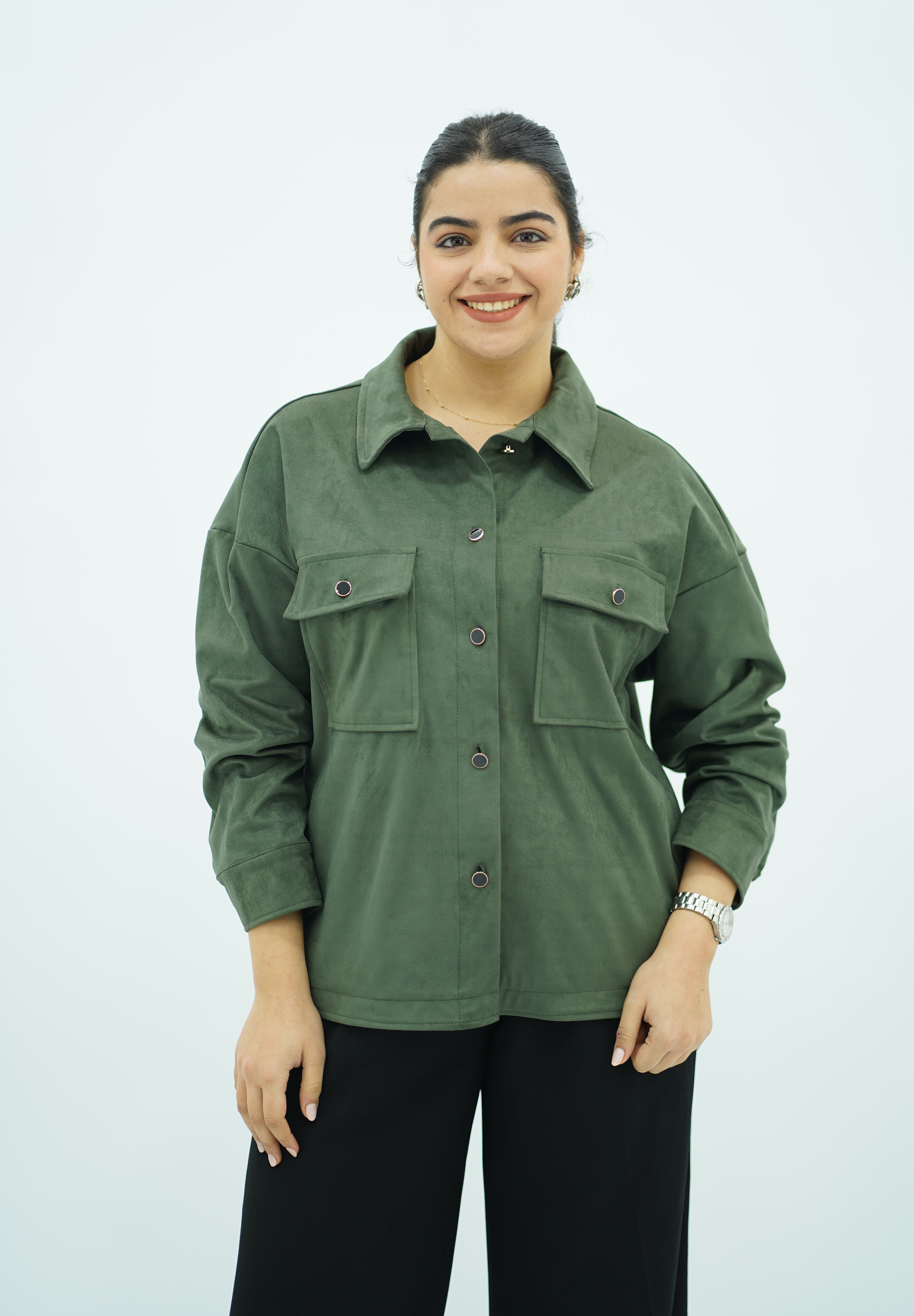 Surchemise Vert en Faux Daim