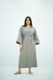Robe Gris Longue En lin
