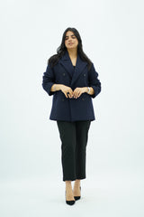 Manteau court à double boutonnage - bleu nuit