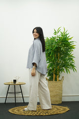 Chemise overzise en lin rayé
