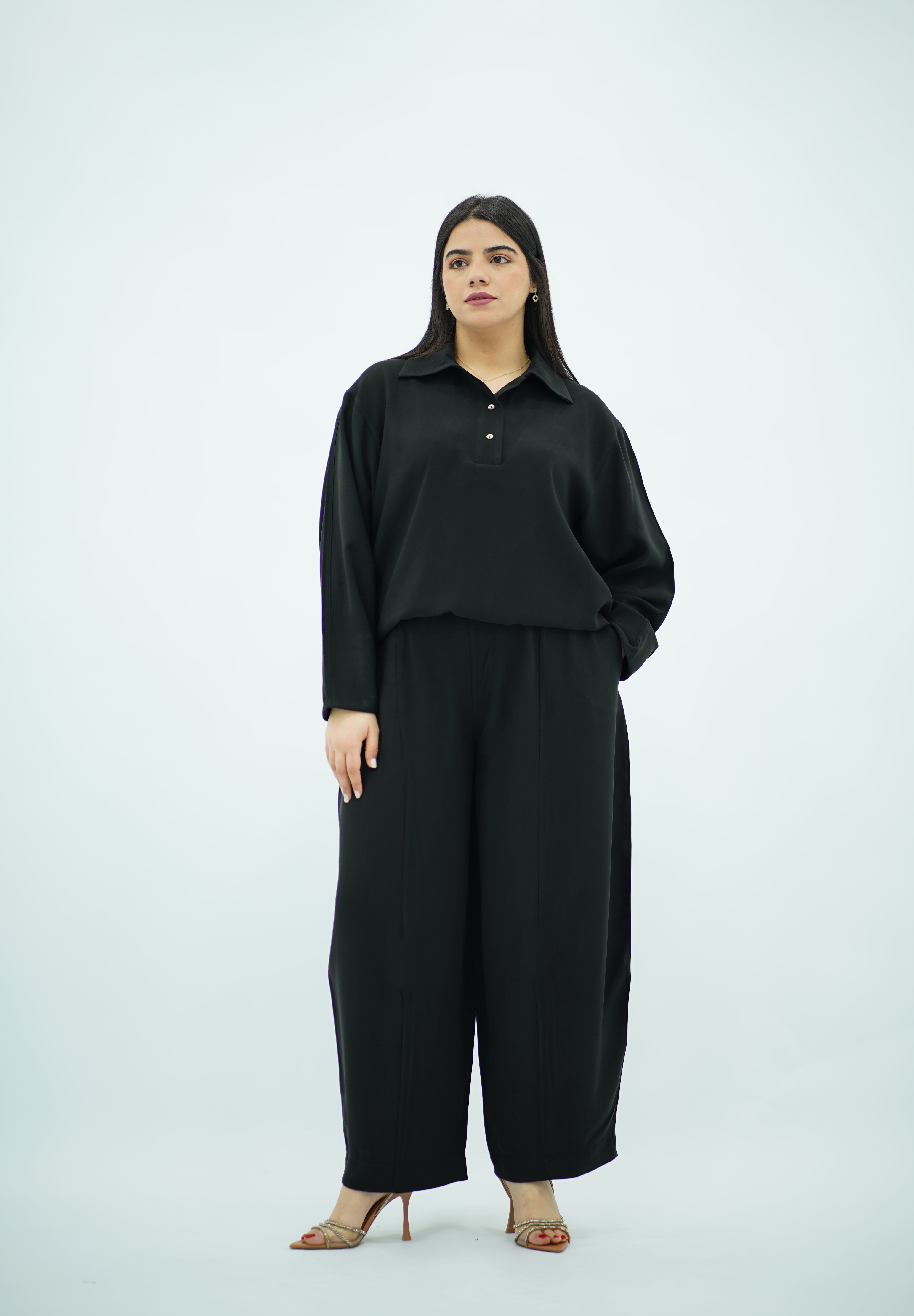 Ensemble En Tencel Ballonné Noir