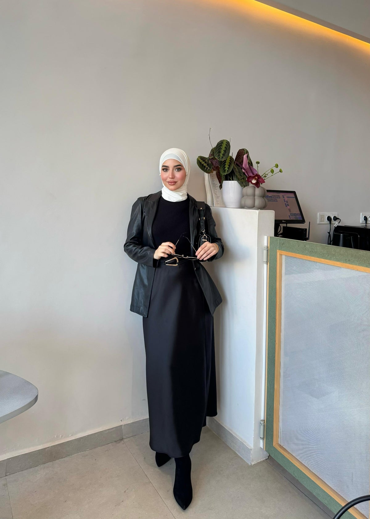 Jupe longue satinée noire