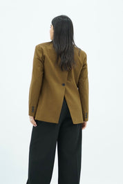 Blazer Olive avec Fente Dorsale Boutonnée