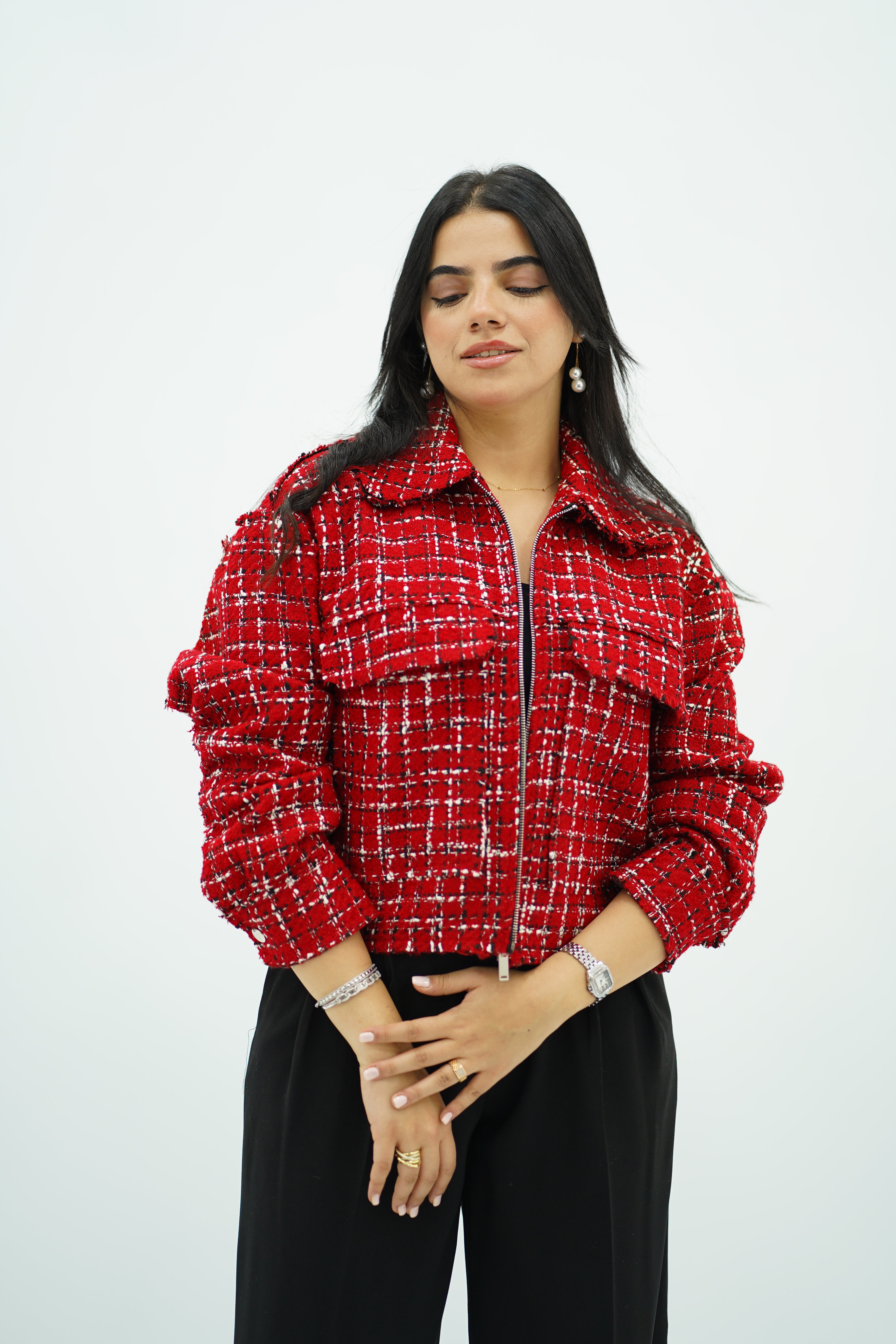 Bomber En tweed Rouge 🌹