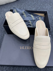 Mules en cuir 100% véritable - blanc cassé