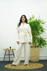 Ensemble Fluide Style Kimono - blanc cassé