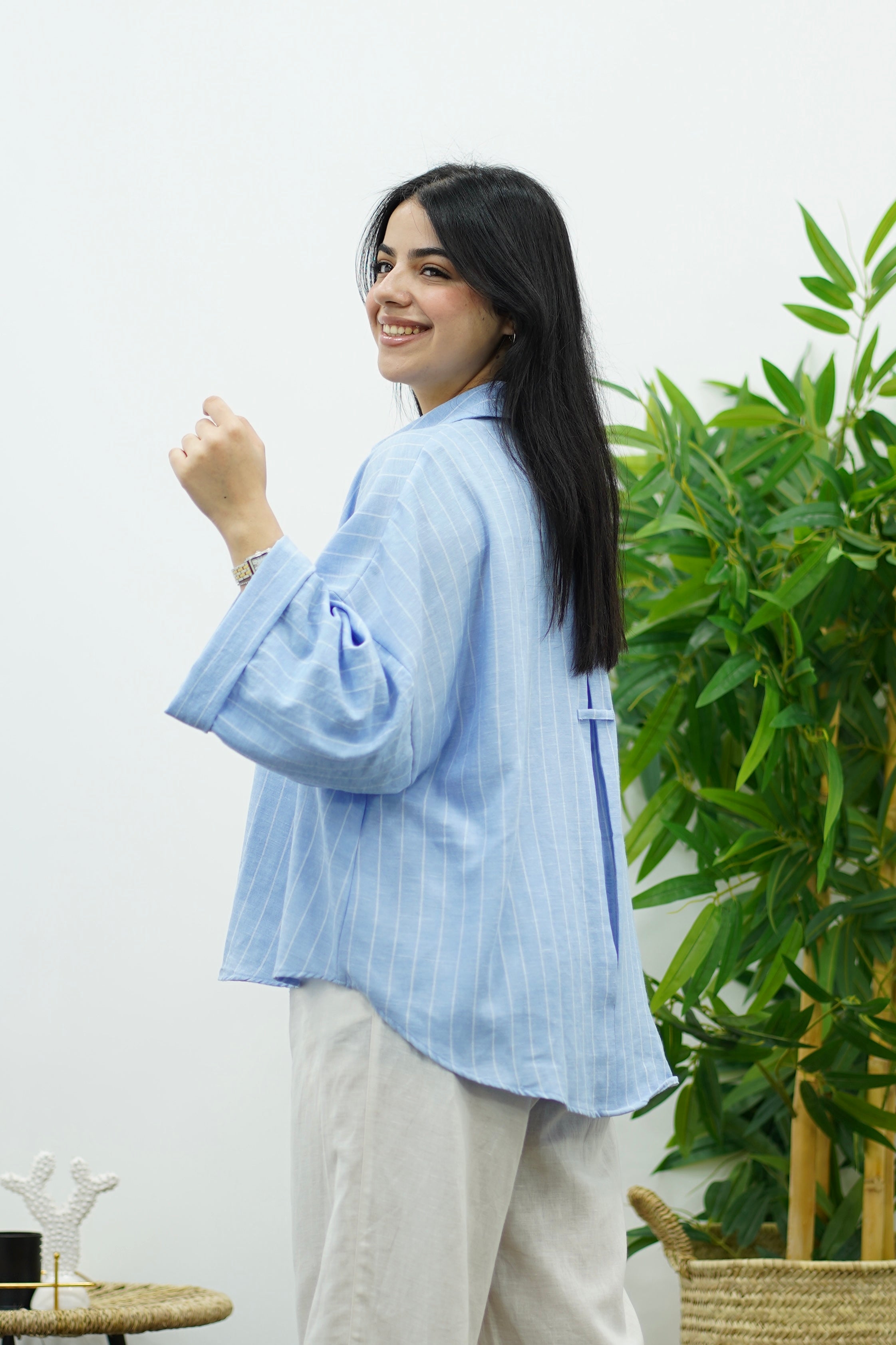 Chemise Oversize en Lin Rayé