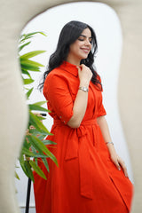Robe en Popeline - Orange