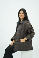 Manteau Oversize Col Cuir