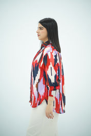 Chemise imprimée rouge en mousseline