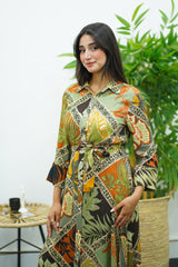 Robe longue à imprimé tropical