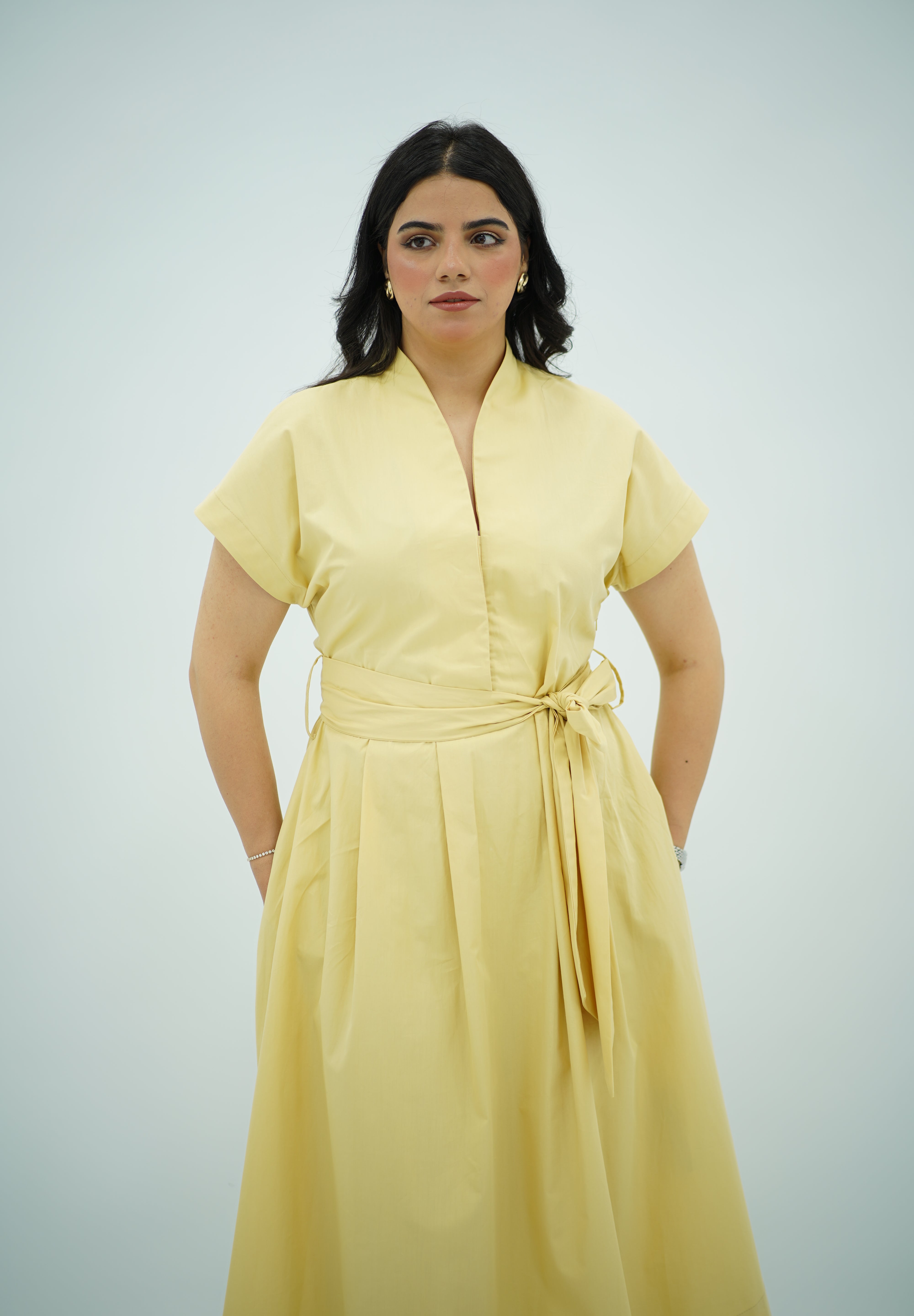 Robe en Popeline Jaune pastel