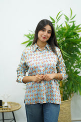 Chemise bleu ciel imprimé