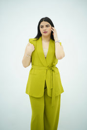 Gilet sans manches ceinturé – vert citron