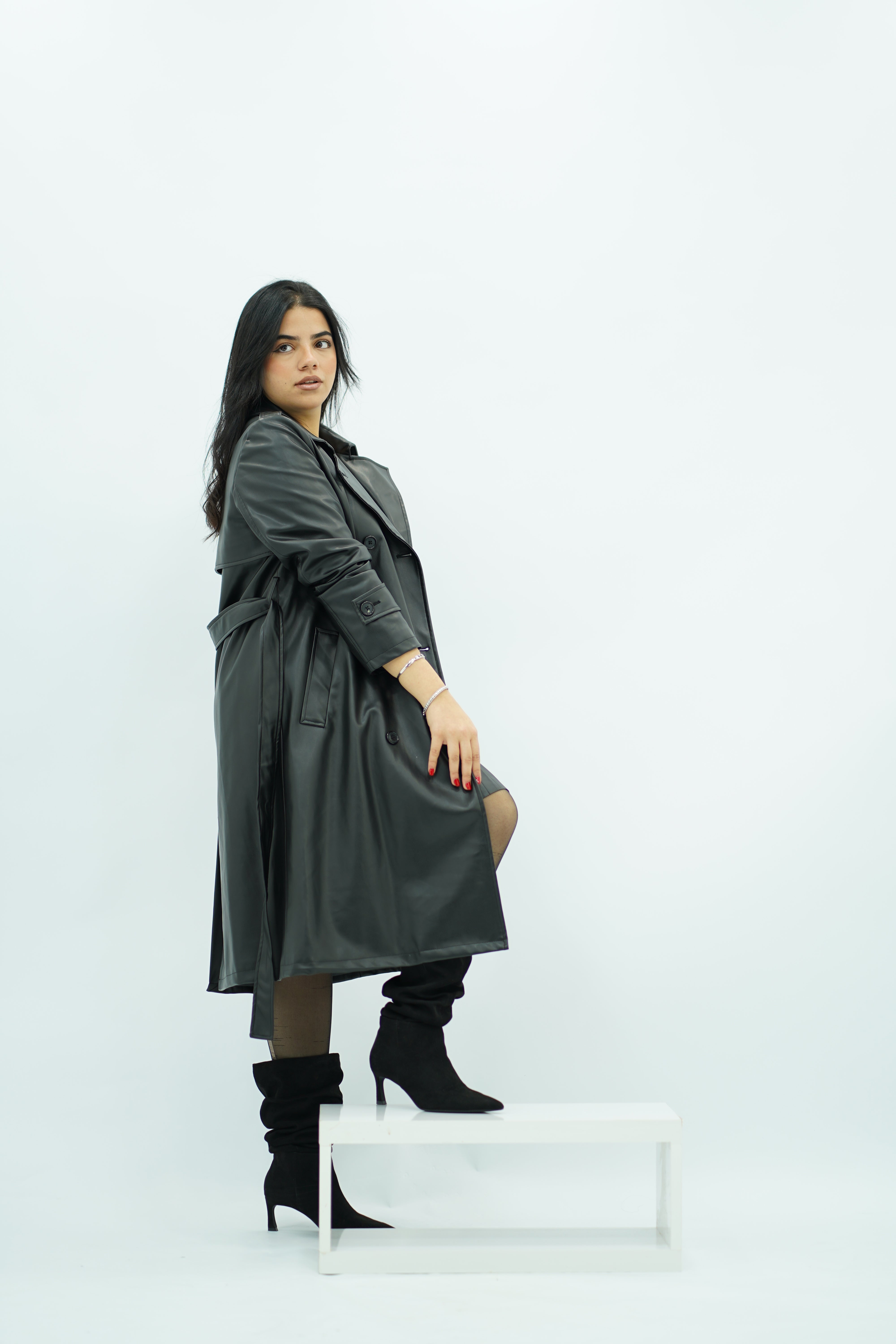 Trench Noir en similicuir