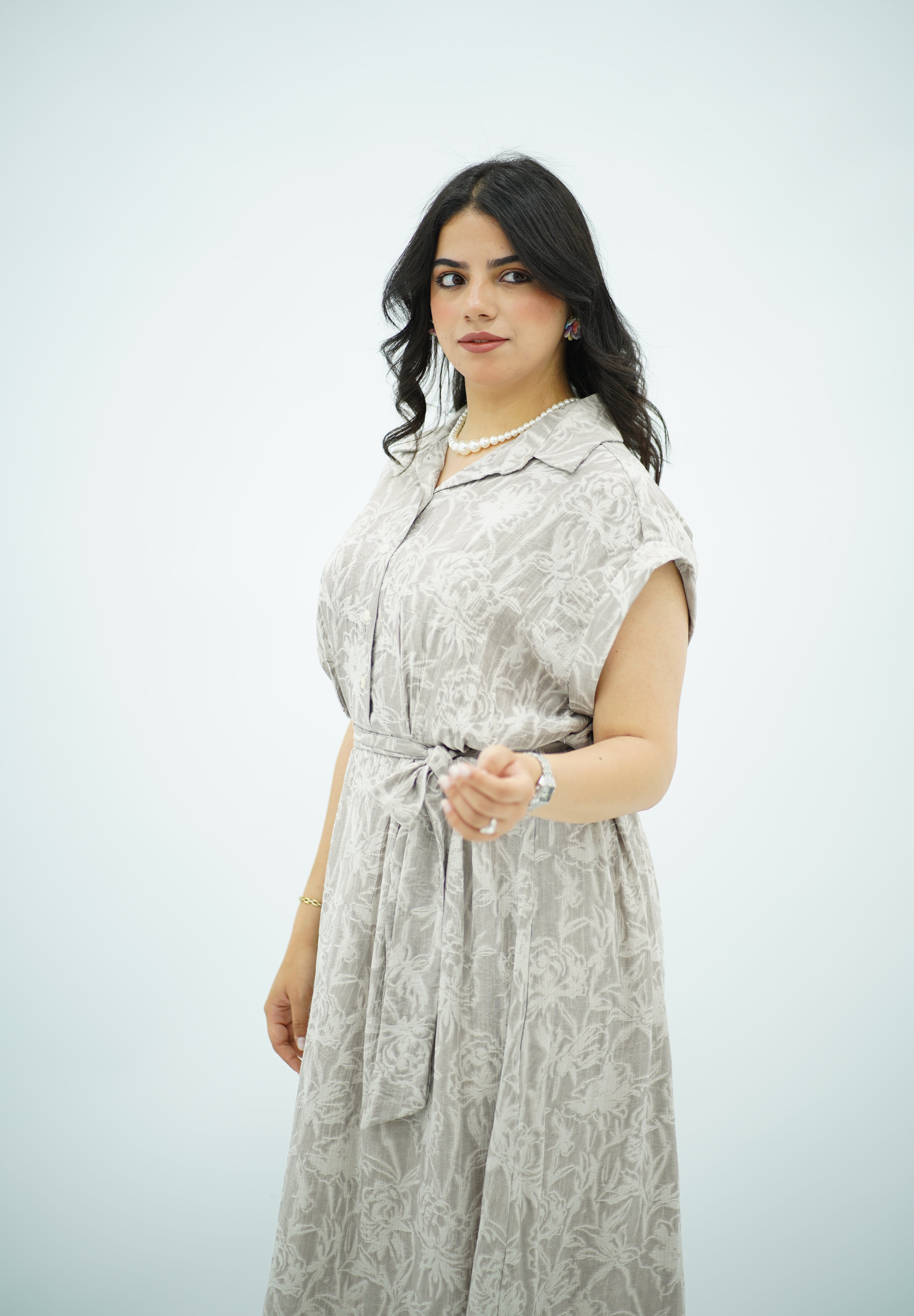 Robe Longue à Imprimé Texturé