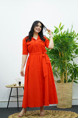 Robe en Popeline - Orange