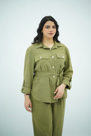 Ensemble Vert Olive en Lin