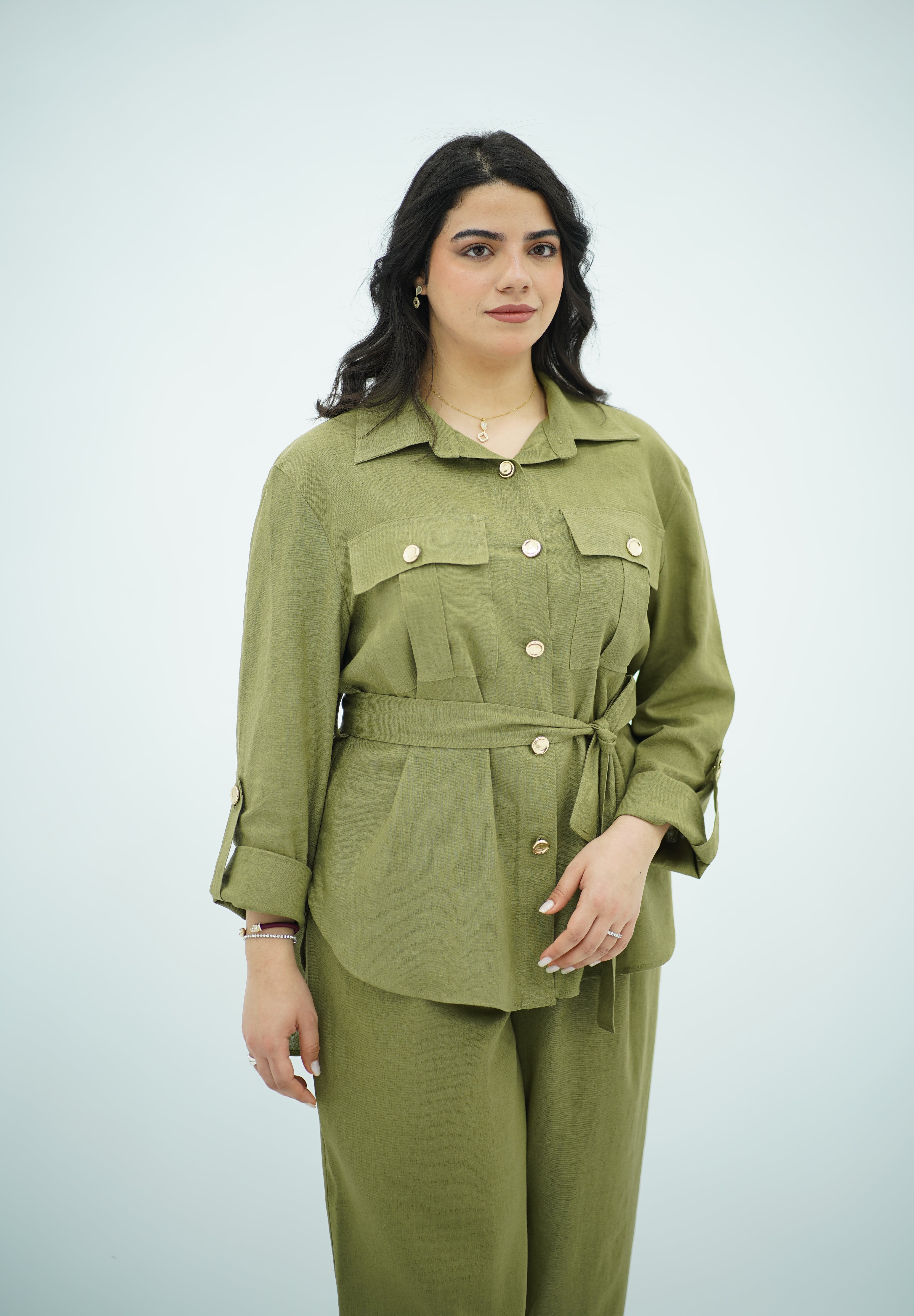 Ensemble Vert Olive en Lin