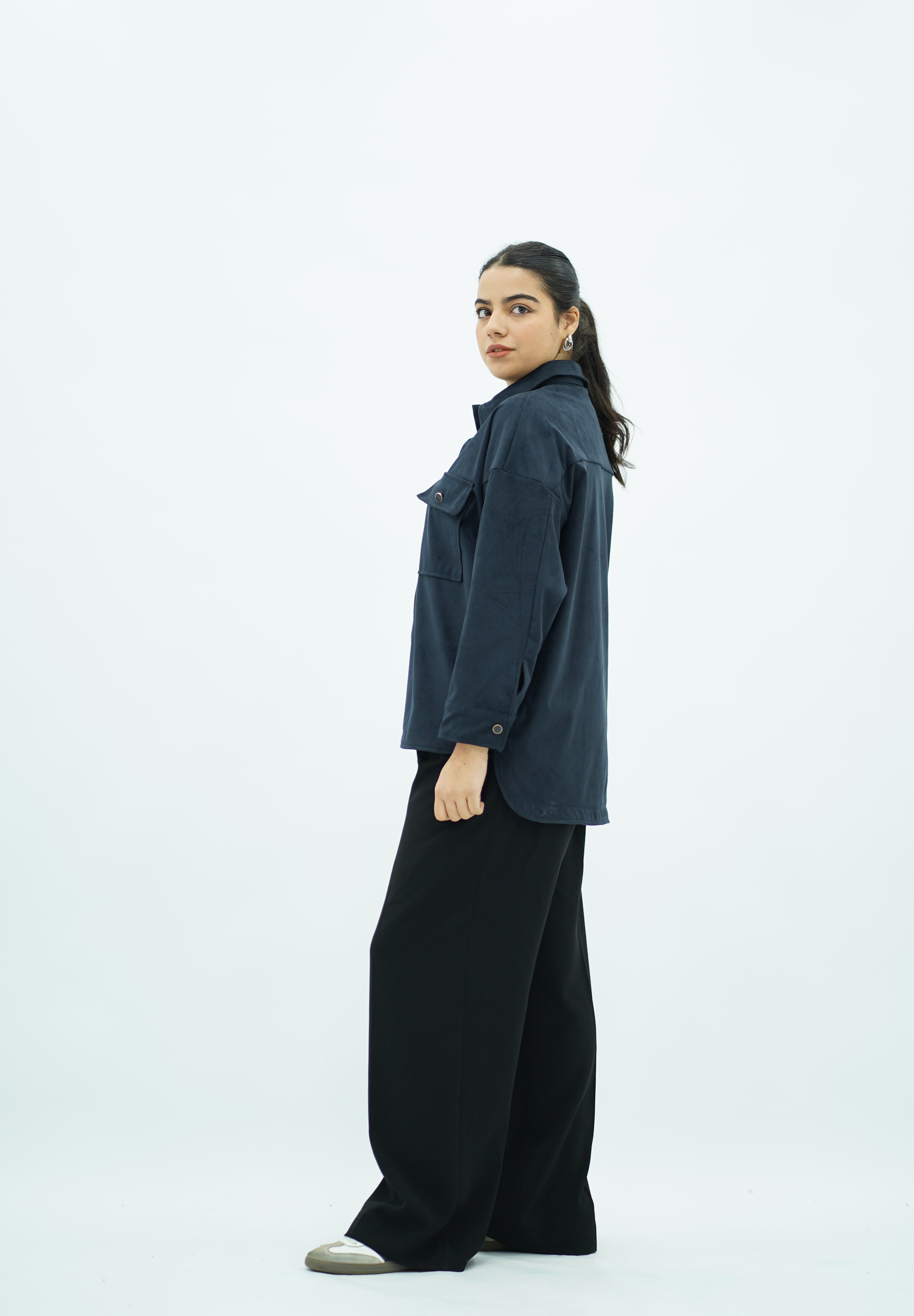 Surchemise Bleu nuit en Faux Daim