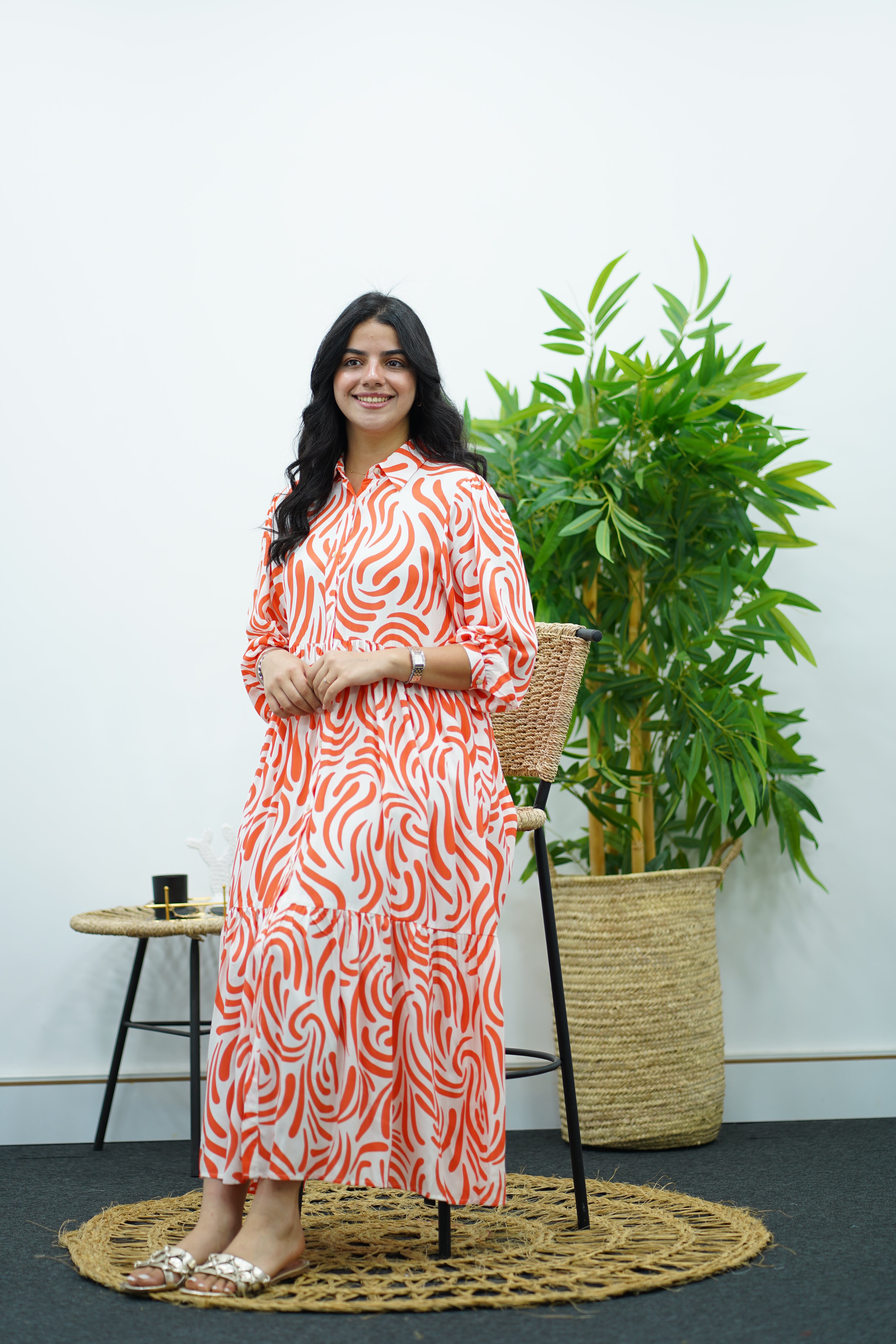 Robe à imprimé longue - Multicolore