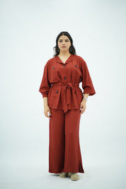 Ensemble En crêpe plissé Rouge brique