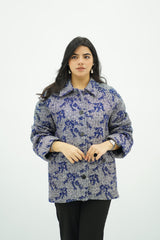 Manteau court Texturée Bleu & Gris