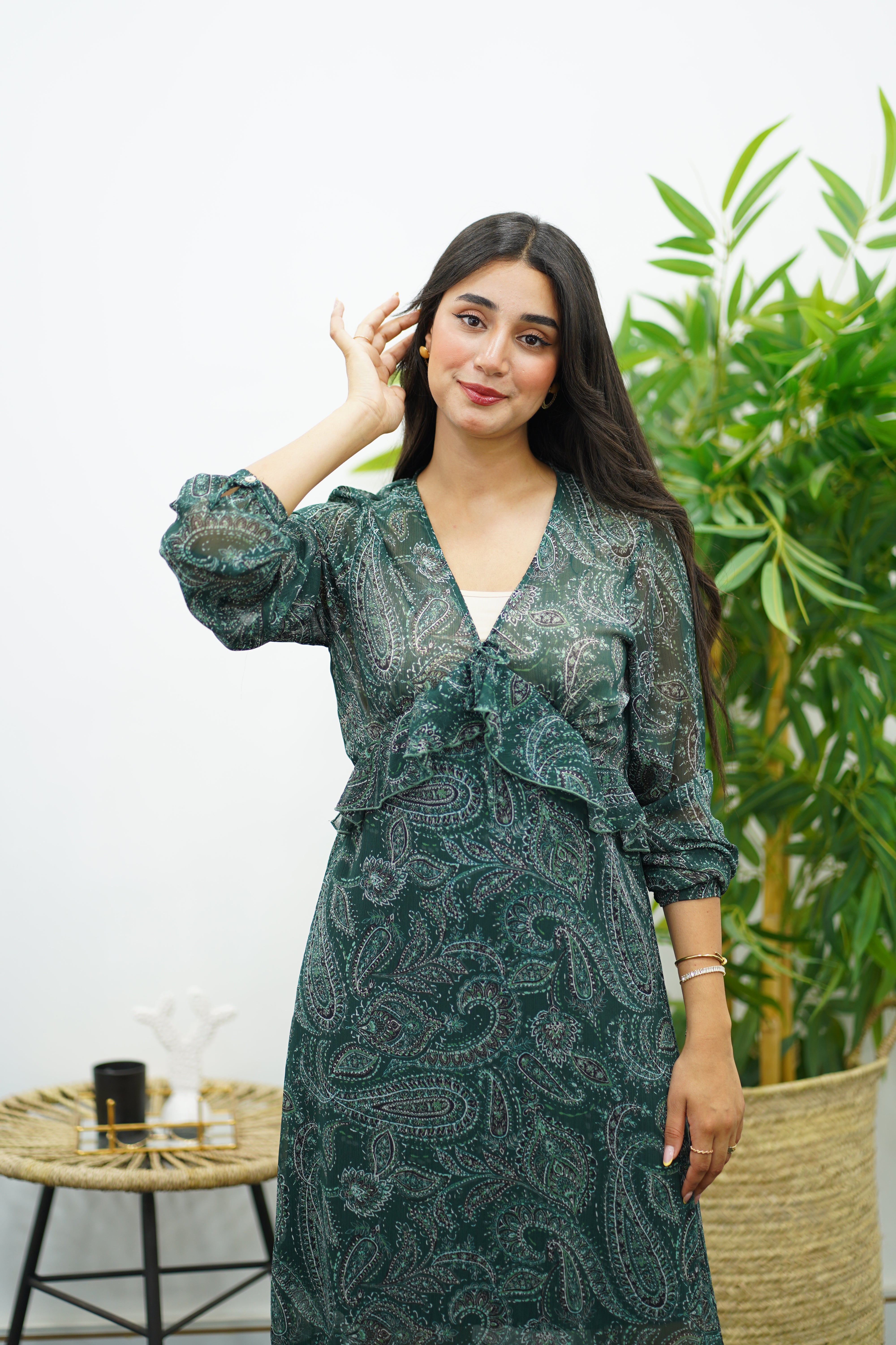 Robe fluide imprimée - Verte 🍀