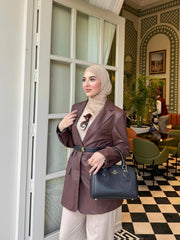 Veste en similicuir marron