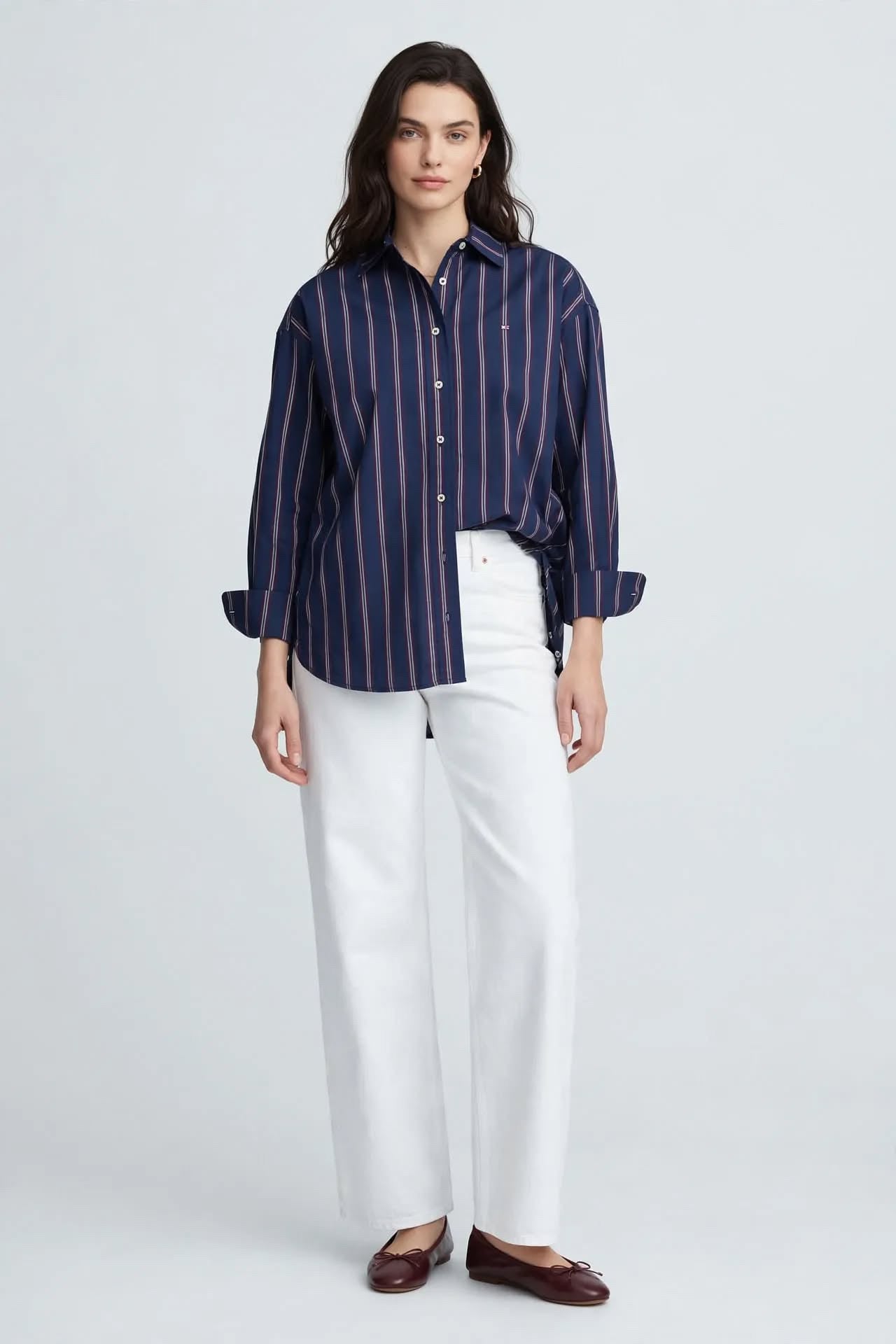 Chemise rayée bleu marine