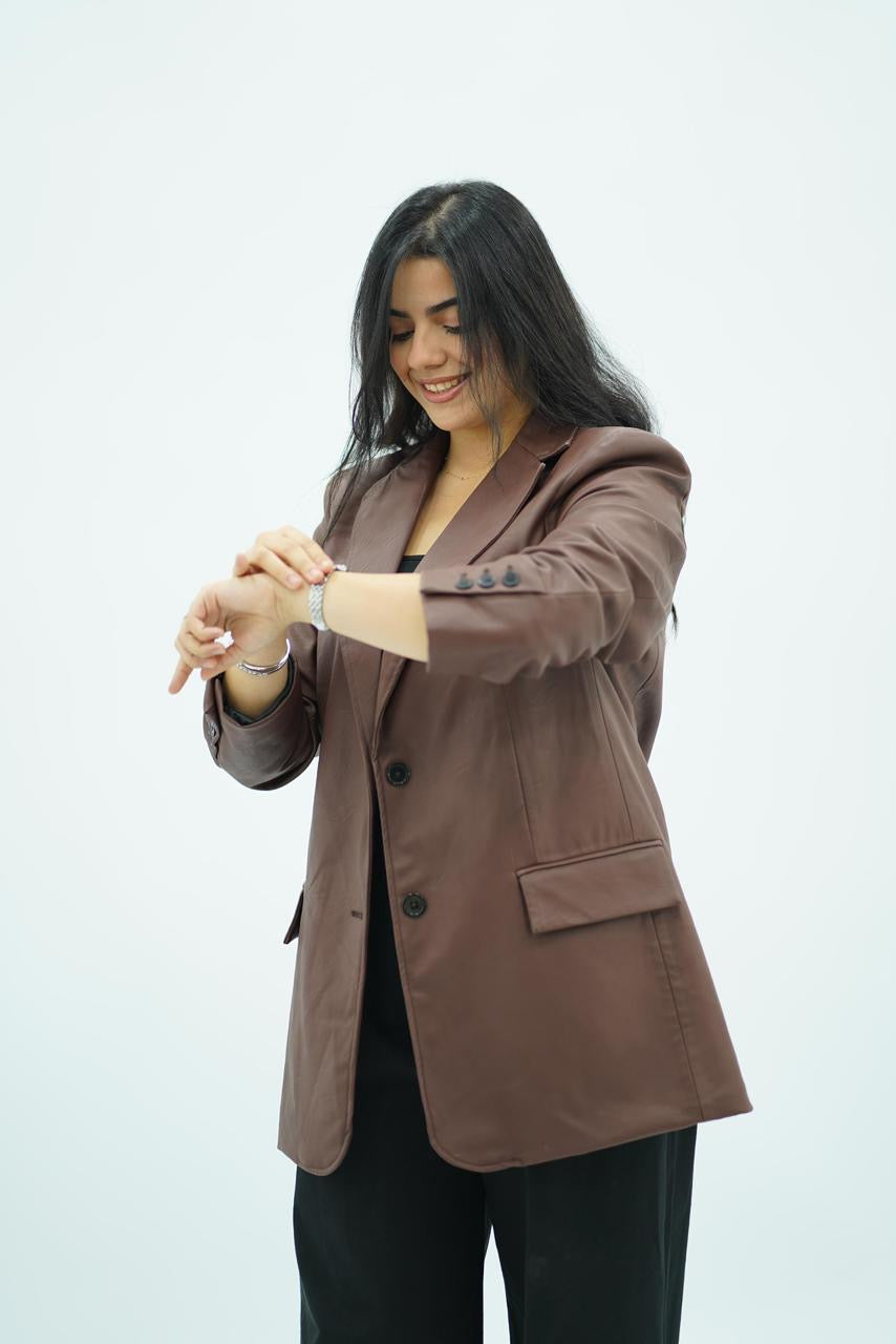 Veste en similicuir marron