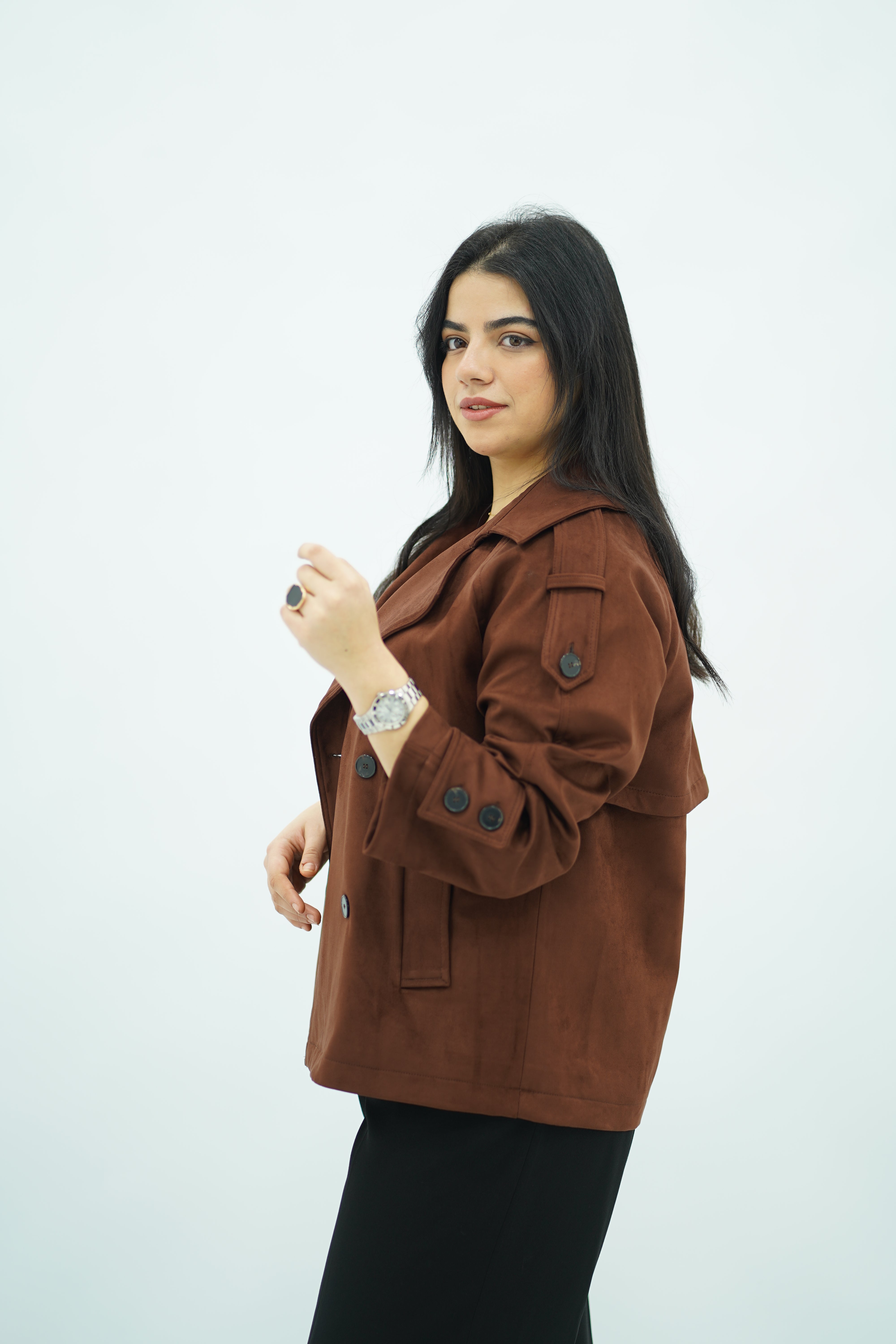 Trench Marron en faux daim