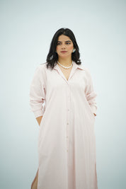 Robe chemise rose rayé