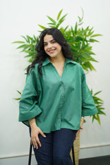 Chemise oversize en Lin Verte