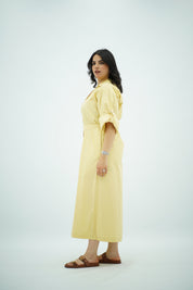 Robe Longue en popeline Jaune