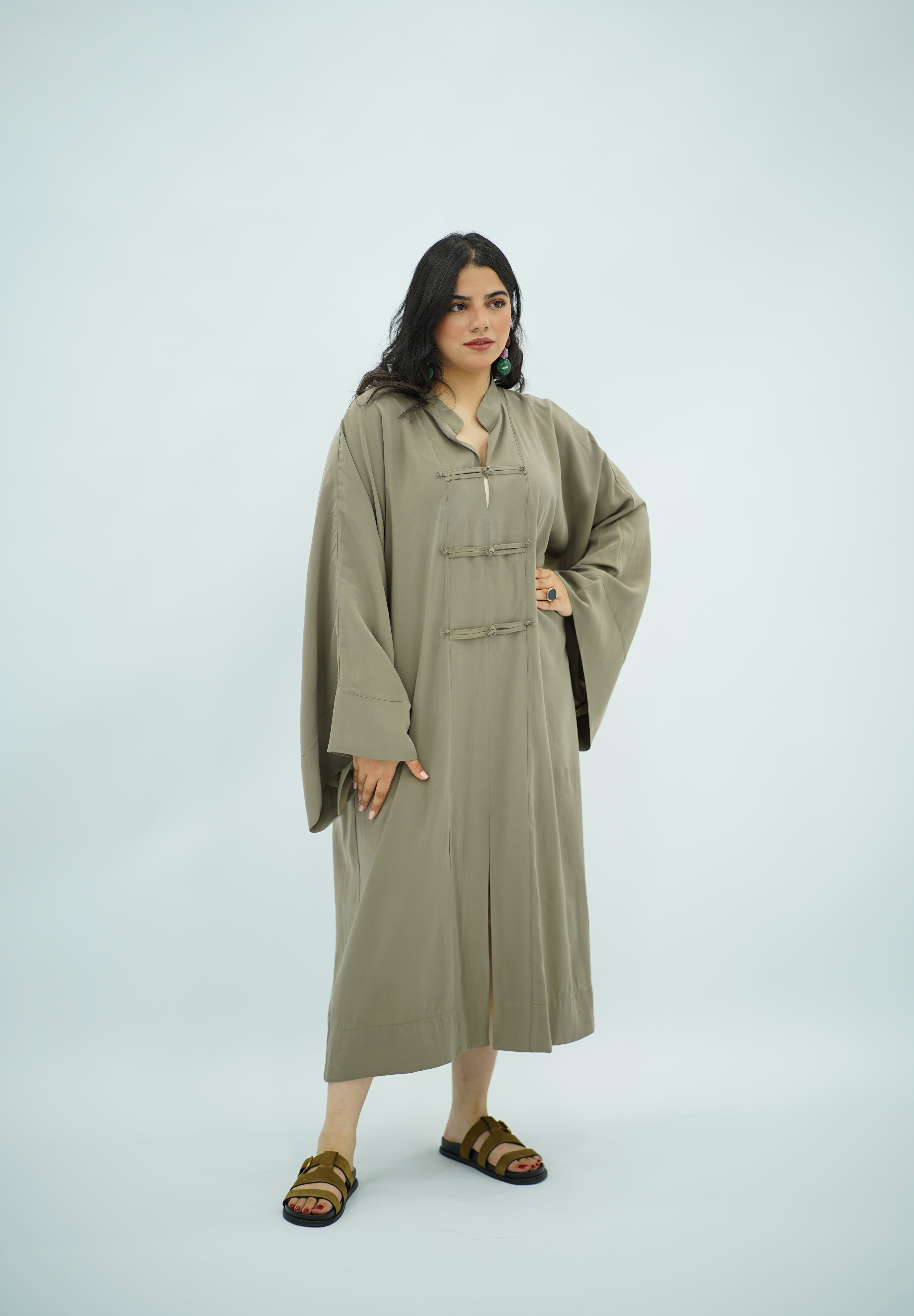 Gandoura en Tencel Vert Kaki