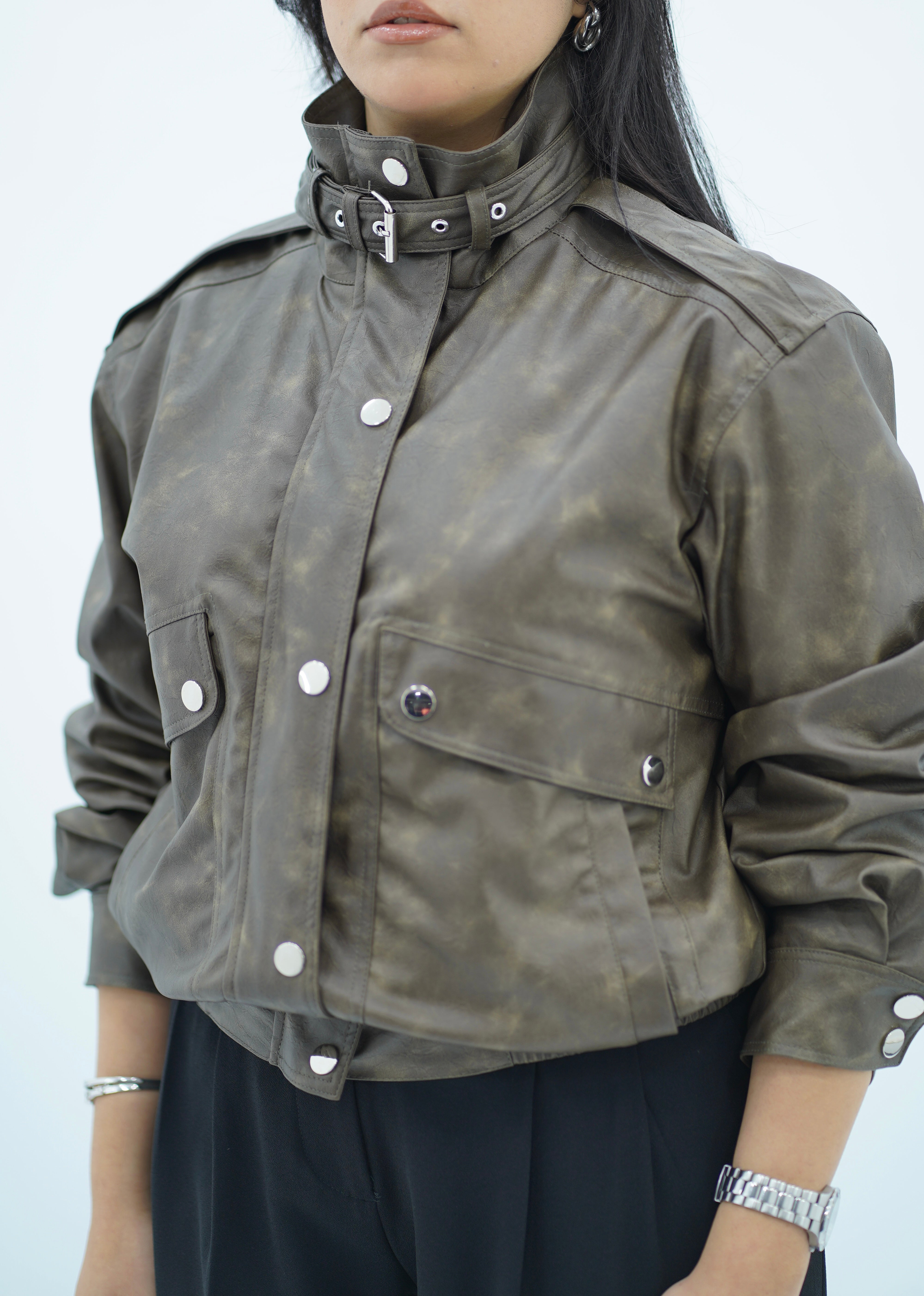 Bomber en similicuir effet dégradé