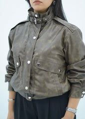 Bomber en similicuir effet dégradé