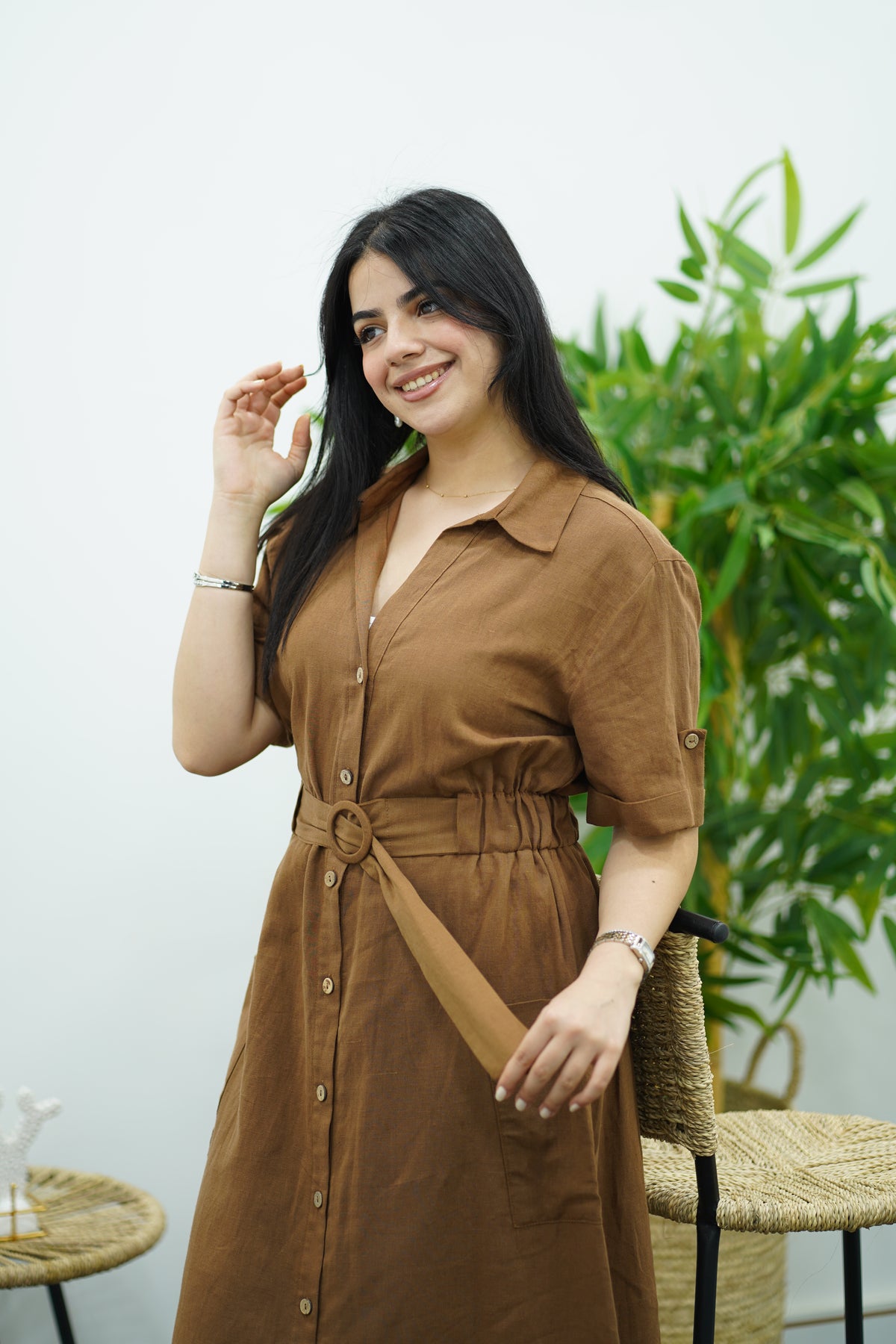 Robe En Lin - Camel
