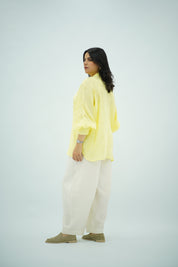 Chemise jaune pastel en Lin