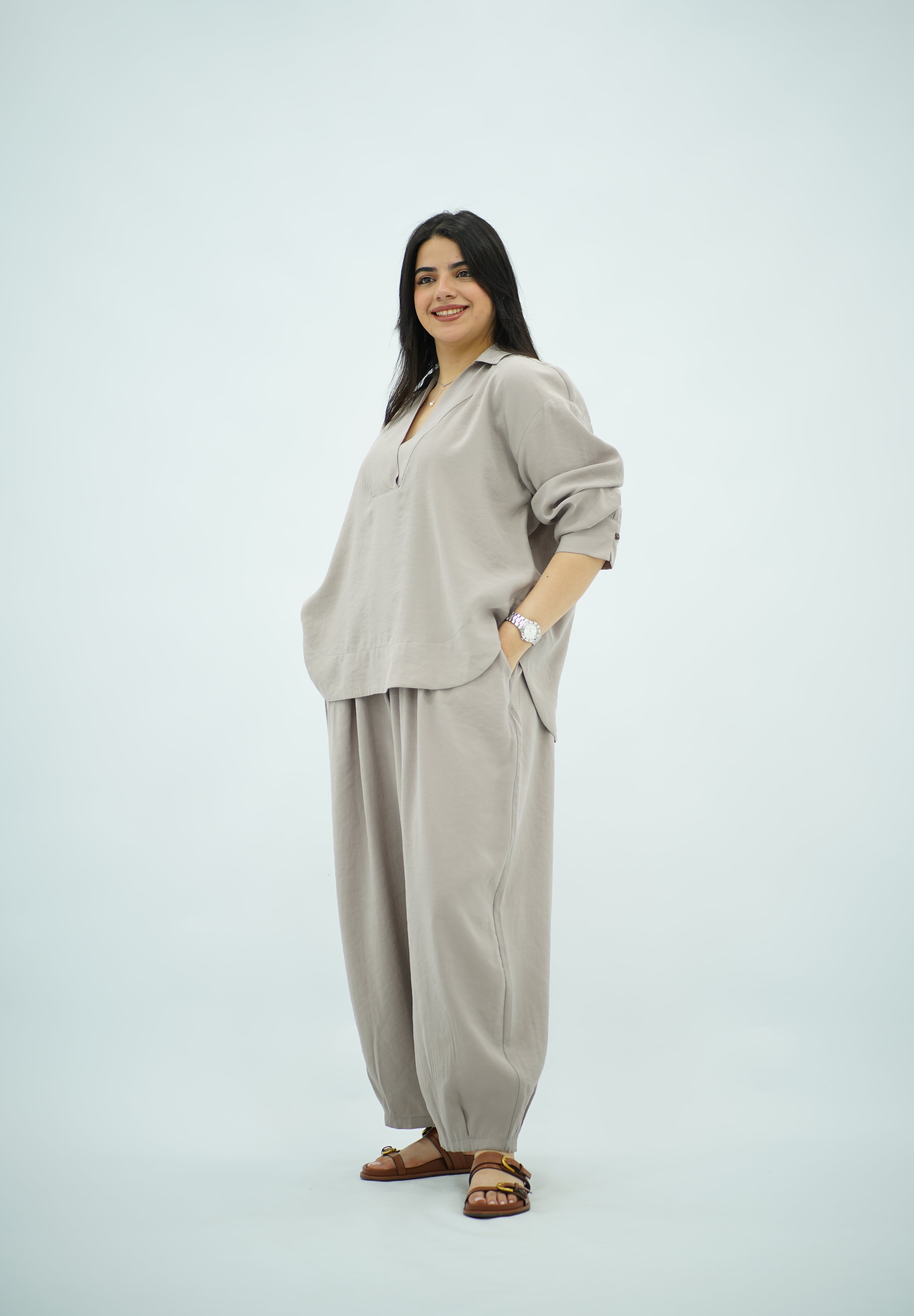 Ensemble Tencel – Gris Beige Épuré