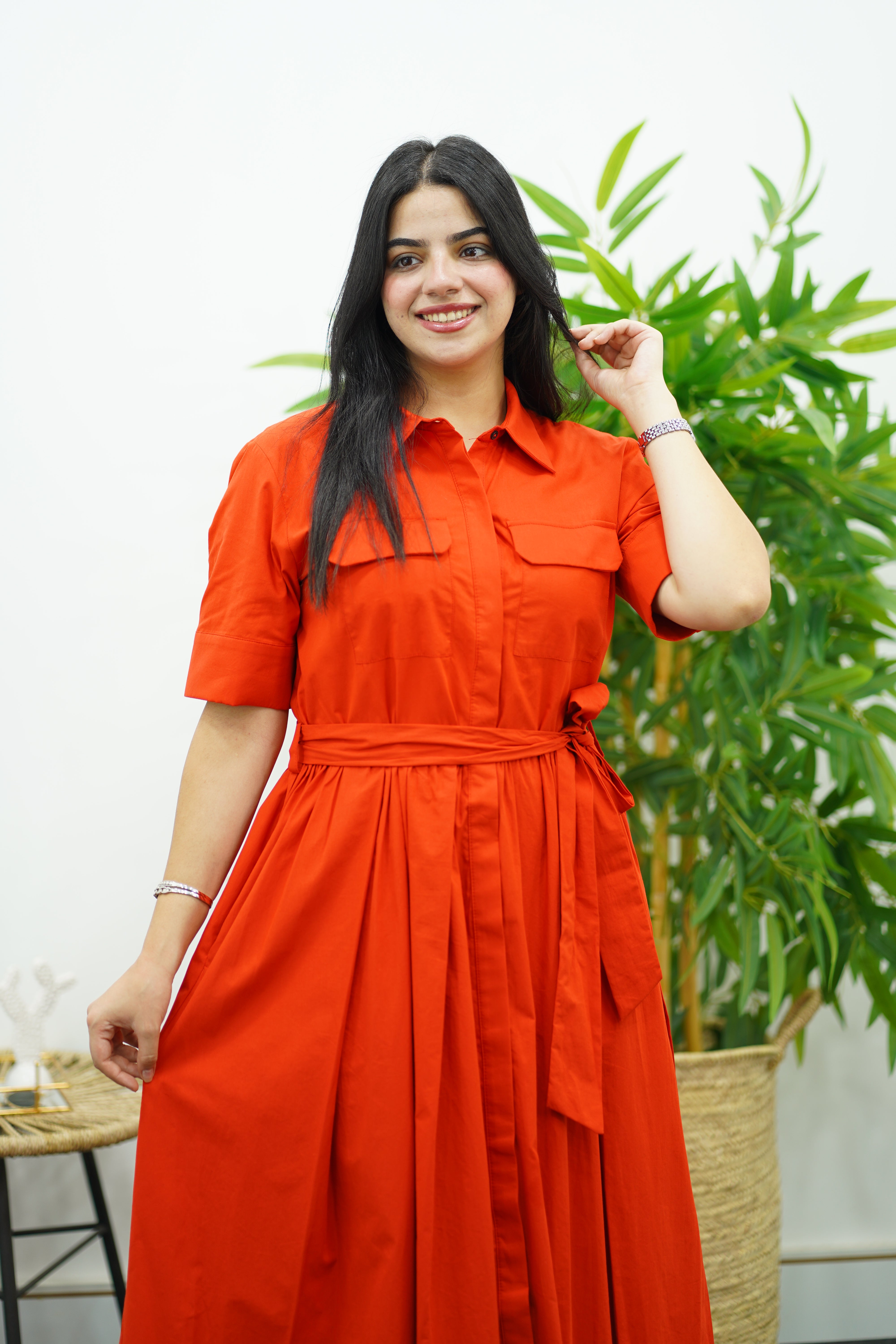 Robe Orange En popeline