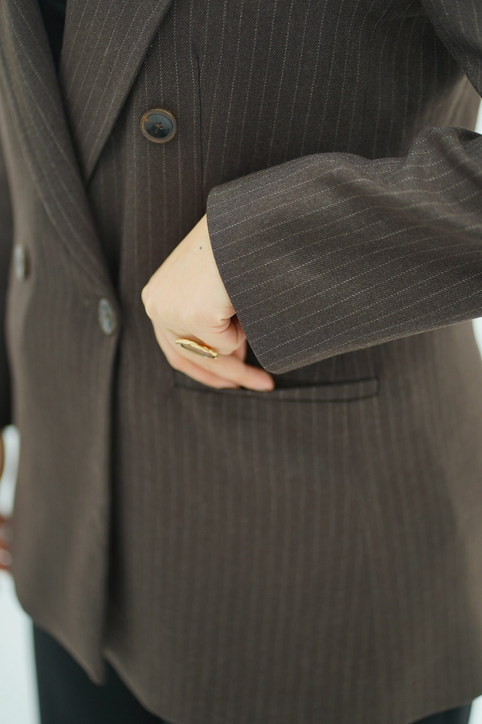 Veste blazer Marron rayée chic