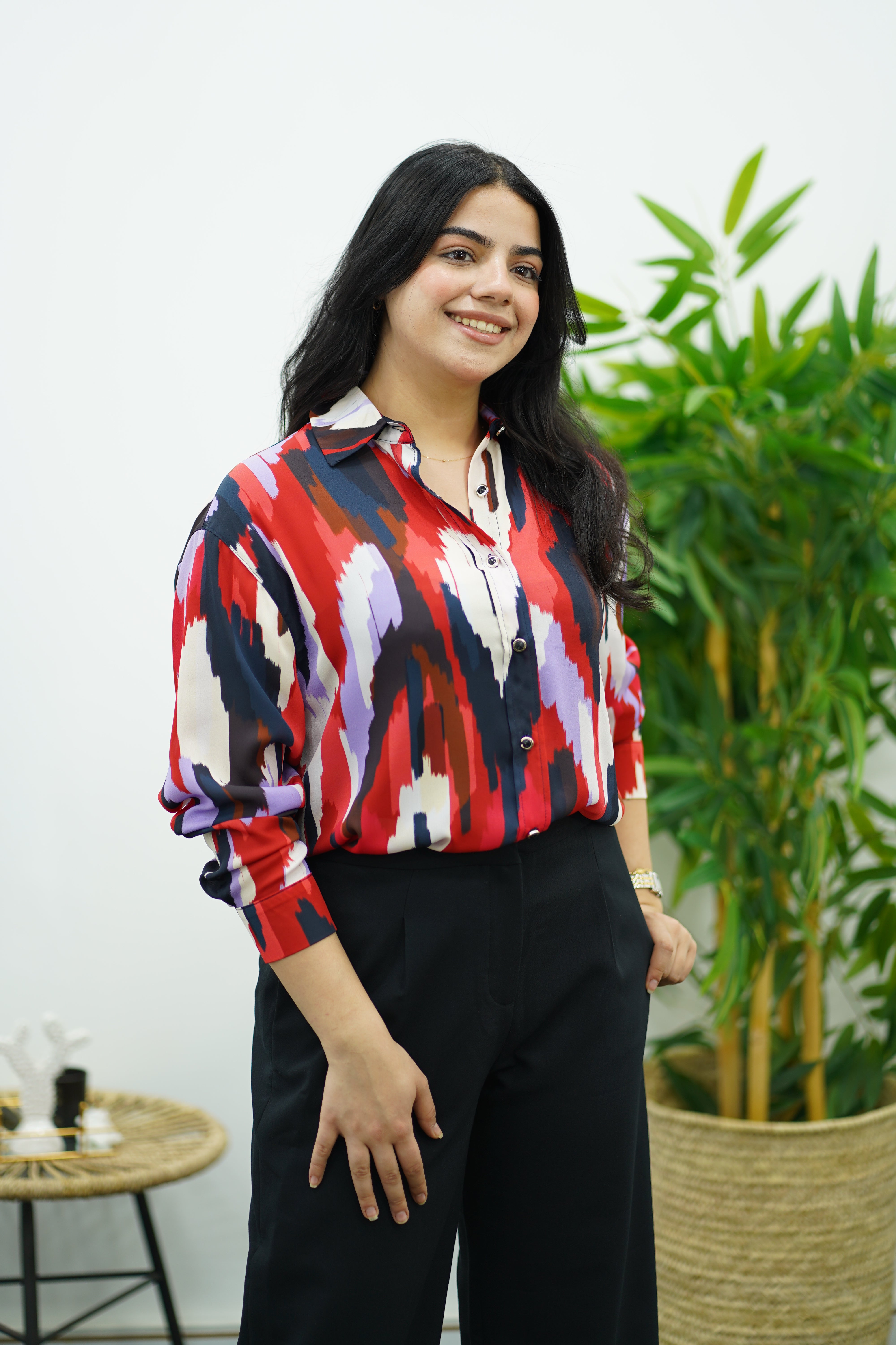 Chemise en mousseline - Rouge imprimée