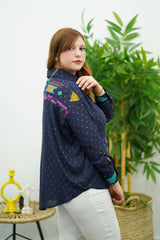 Chemise oversize à motif bleu nuit