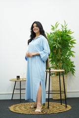 Robe Gandoura décontractée bleu ciel