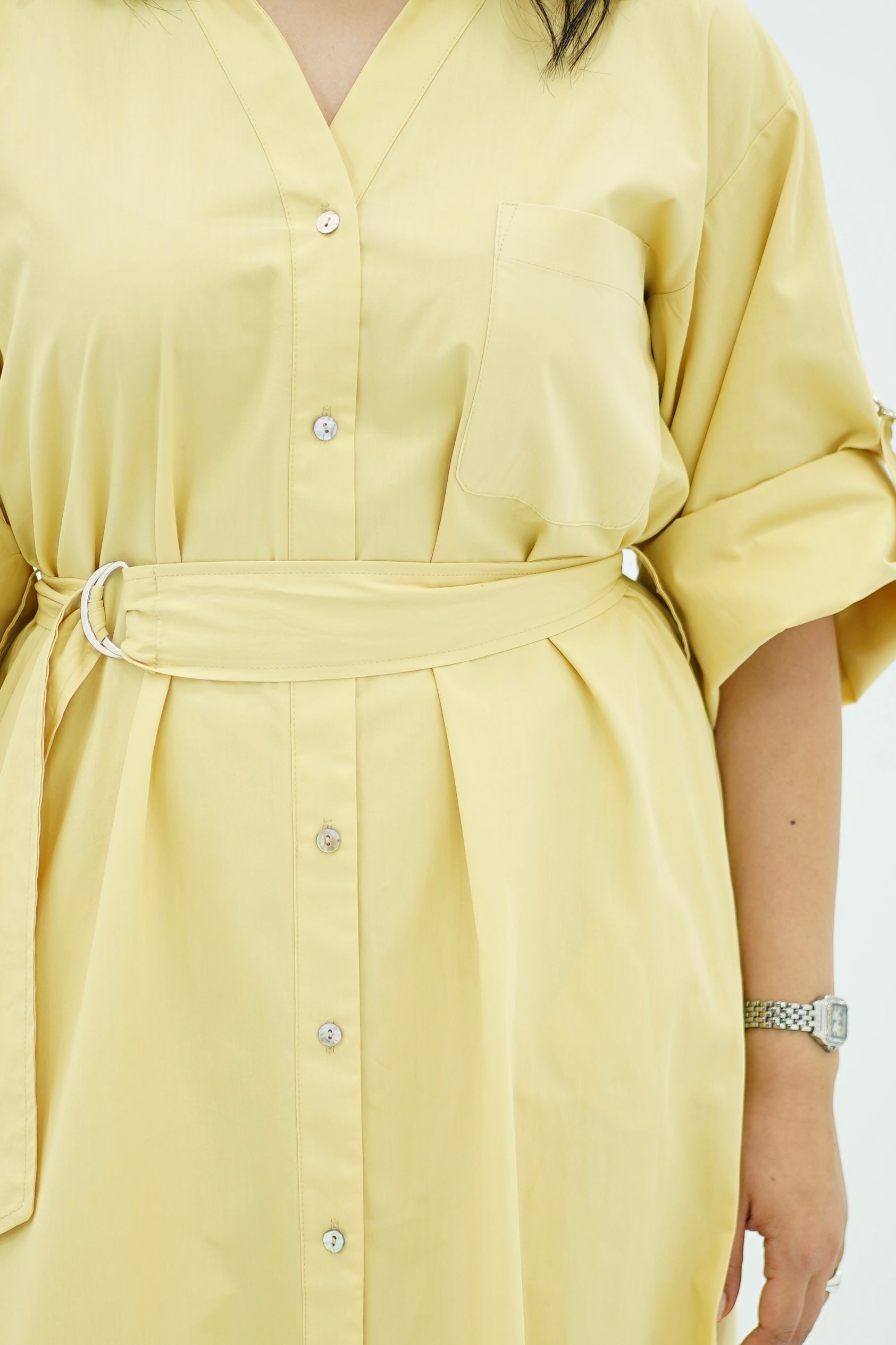 Robe Longue en popeline Jaune