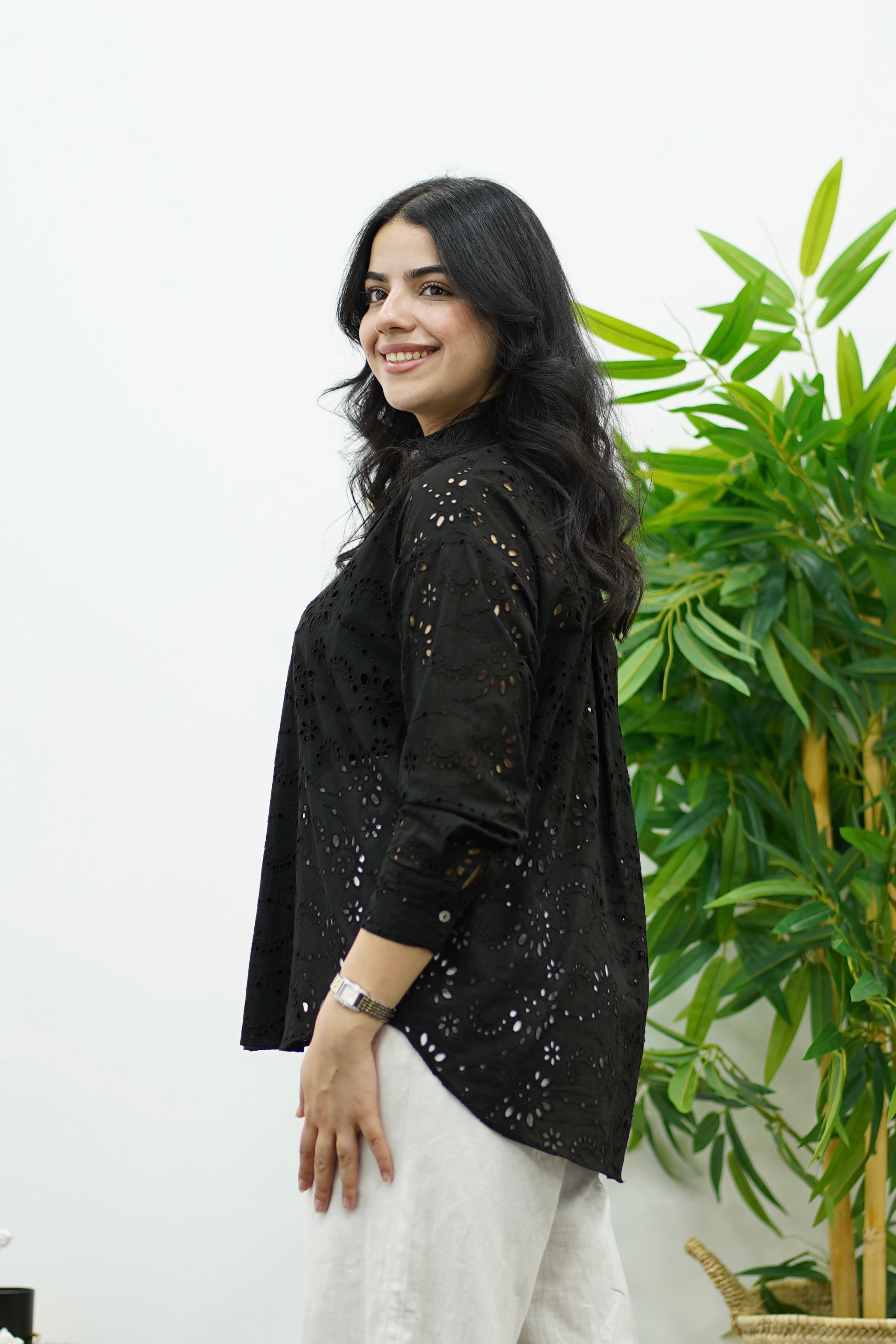 Chemise en Broderie Anglaise - noir