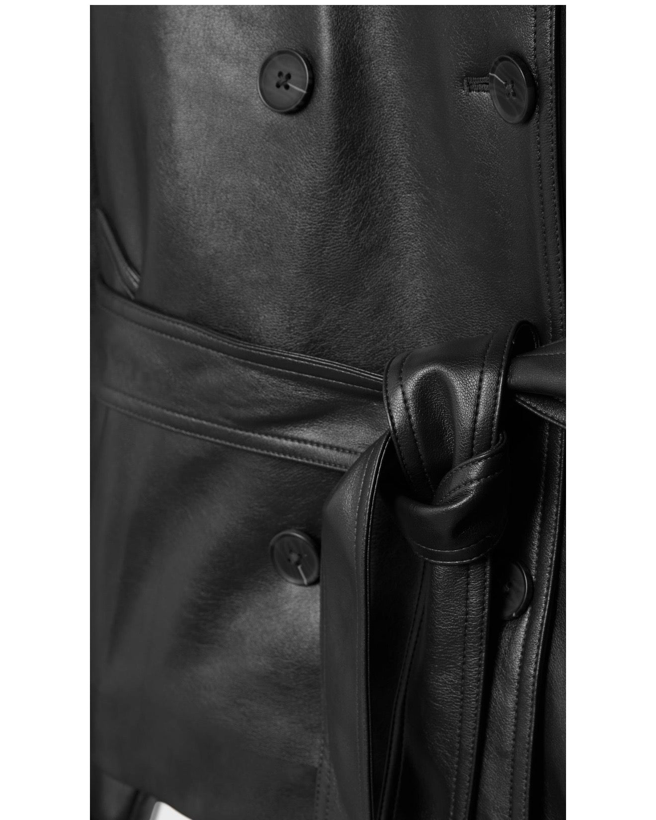 TRENSH COL MANTANT SIMILICUIR - NOIR