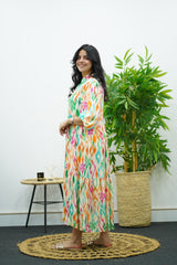 Robe longue à imprimé ethnique multicolore